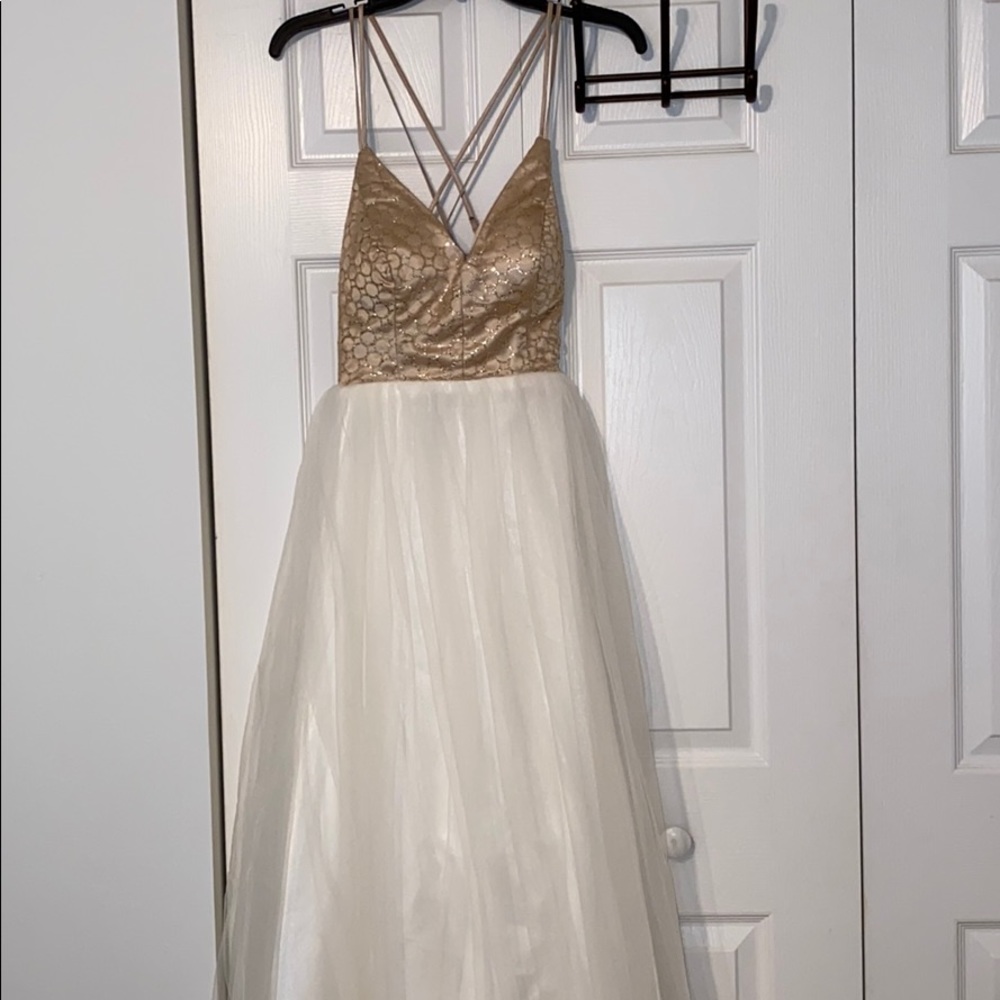 Gold and White Prom Dress